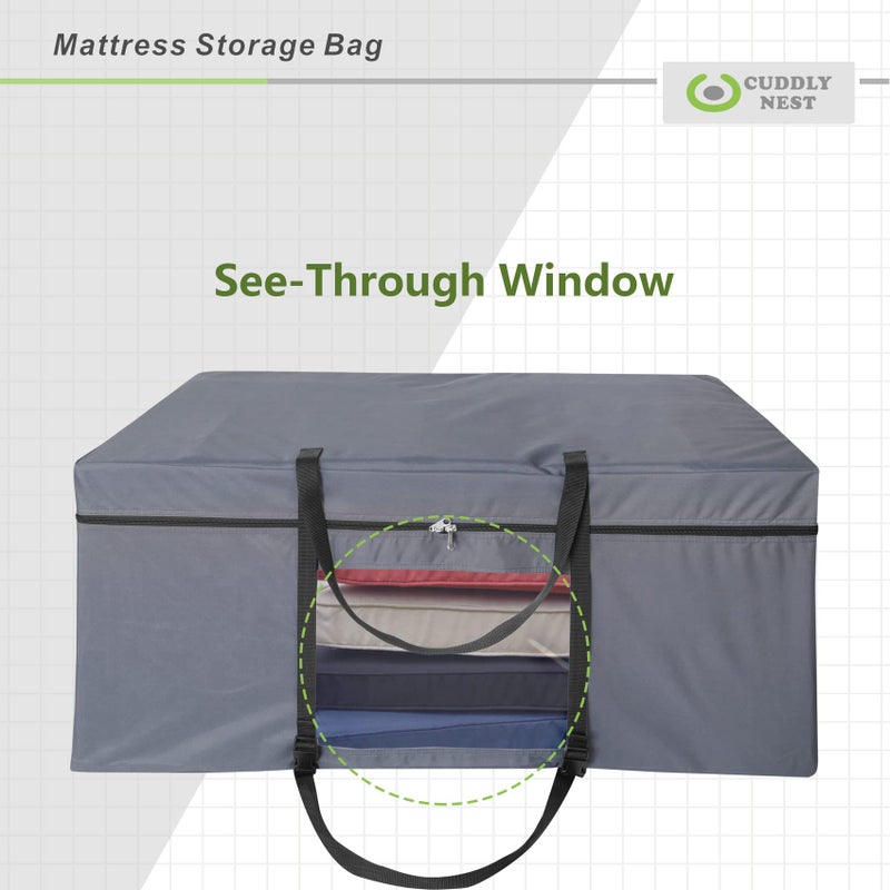 Cuddly Nest Folding Mattress Storage Bag - Heavy Duty Carry Case for Tri-Fold Guest Bed (Fits 6" Queen Mattress,Grey) - Image 5